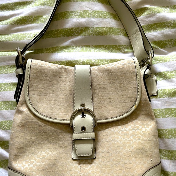 Coach purse- cream in color with adjustable shoulder strap. - Picture 1 of 5